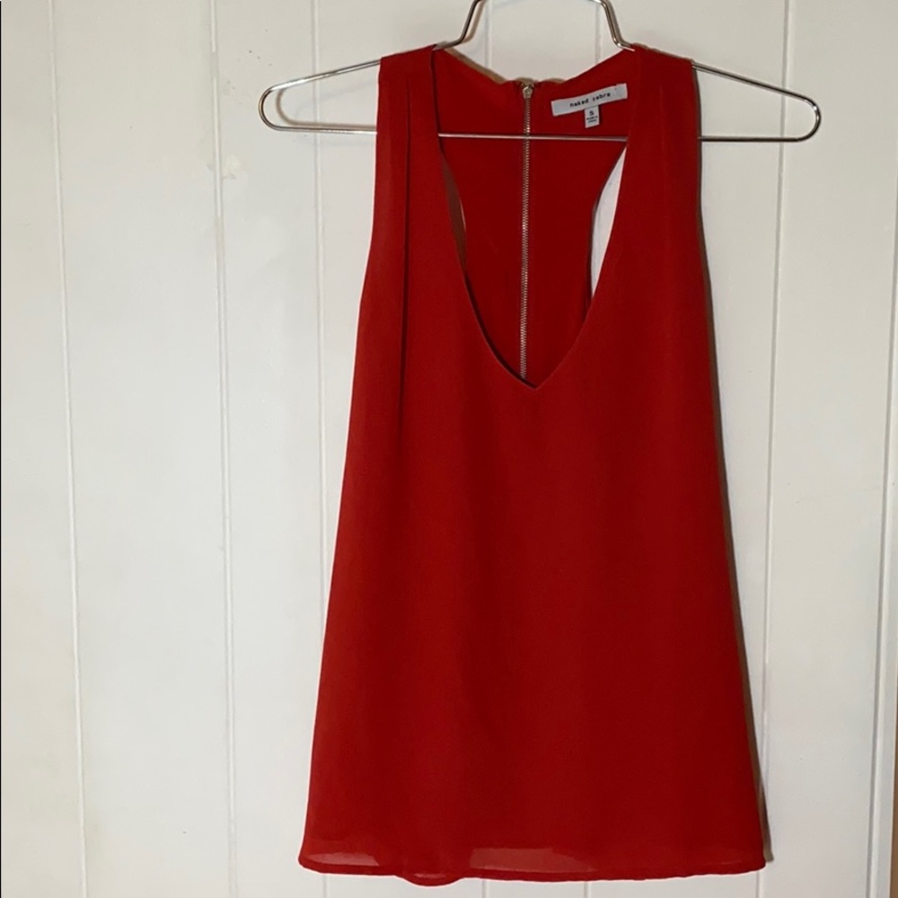 Naked Zebra red top with zippered back size Small